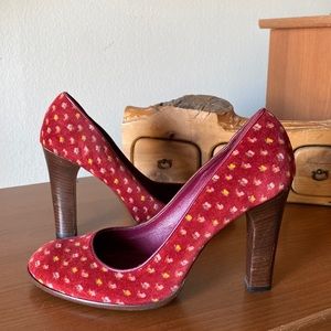 Marc Jacobs Red Heels with Yellow Accents